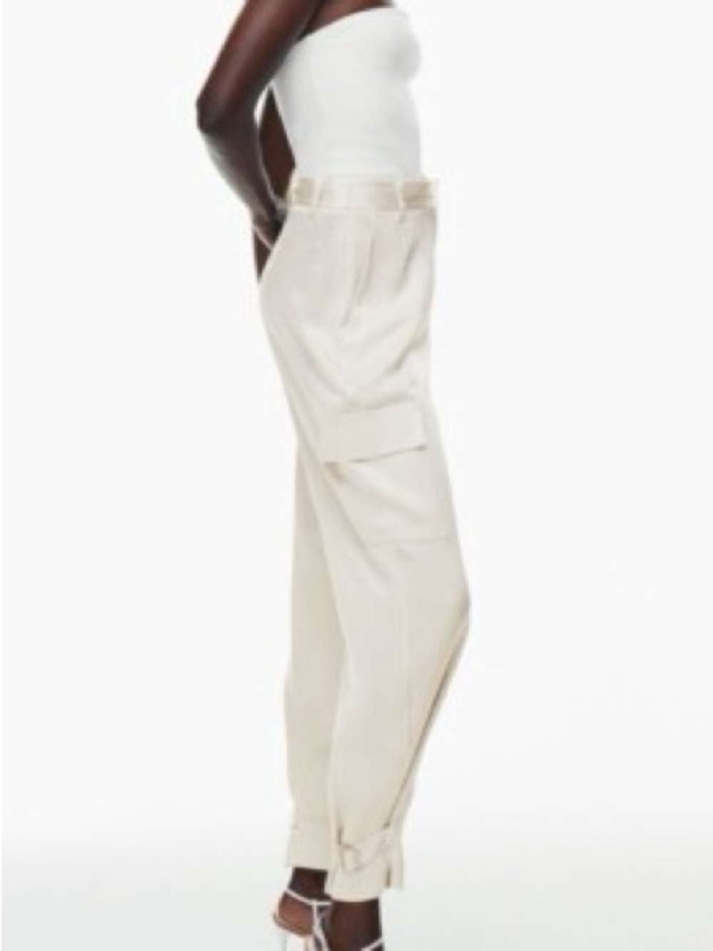 Babaton Cream Satin Cargo Pants - Picture 6 of 6